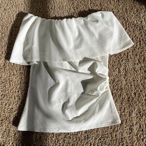 Off The Shoulder White Ruffled Top
